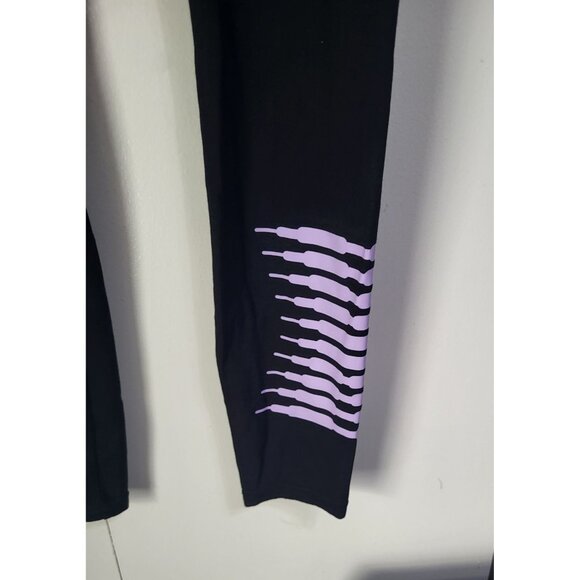 Savage X Fenty SZ Small Forever Savage Leggings Black Lavender Logo High Waist - Picture 3 of 8